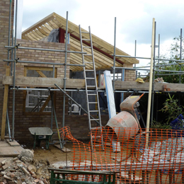 red lion lane new side extension site progress photograph monopitched roof constructed